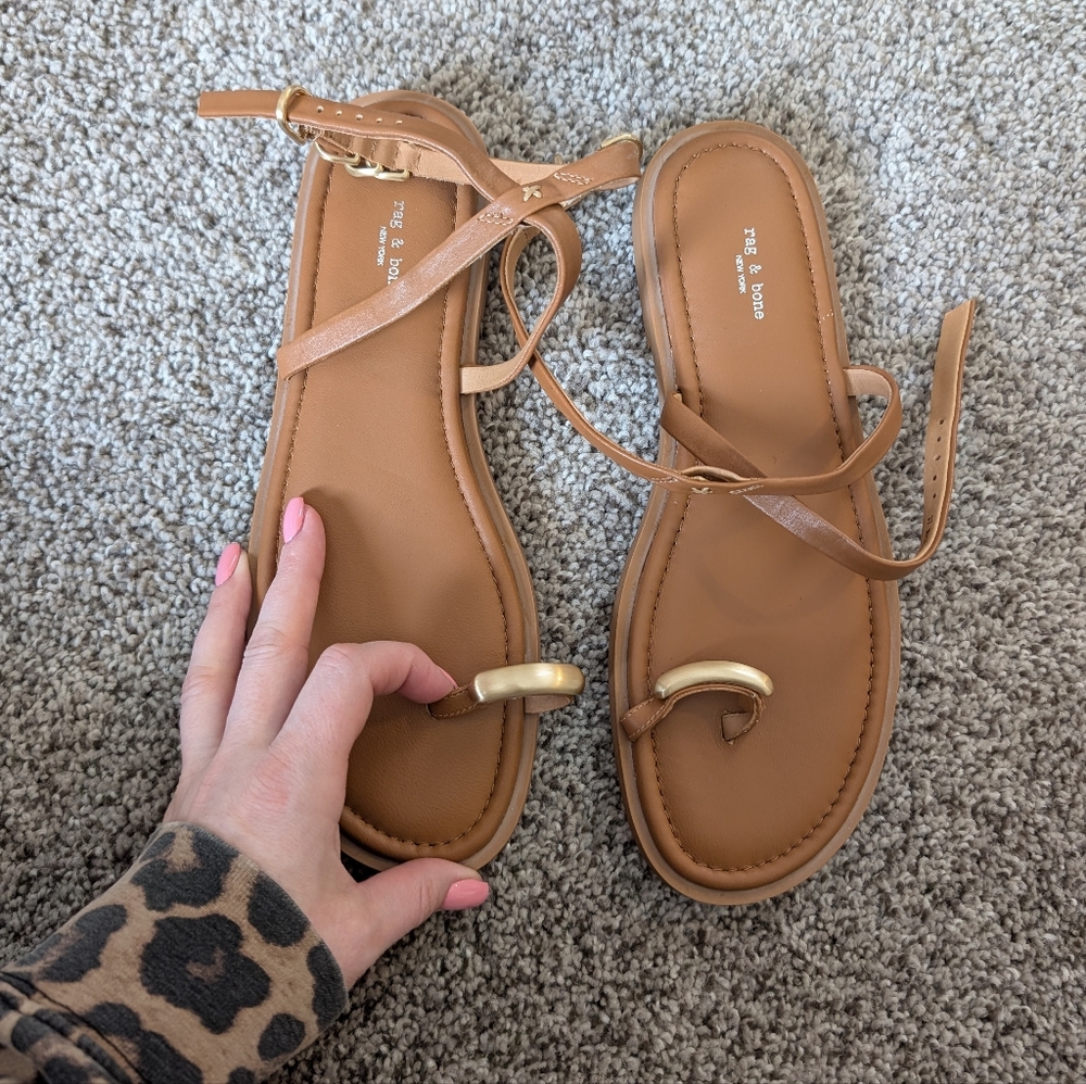 Rag & Bone Tan Wrap Sandal With Gold Detail